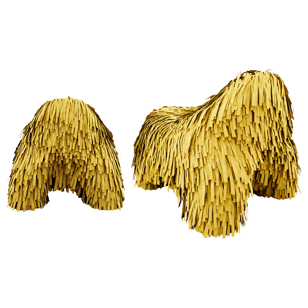 Puppy Pouffe Yellow ist ein fröhlicher Puff aus Veloursleder in Gelb — hell, lustig und bequem.