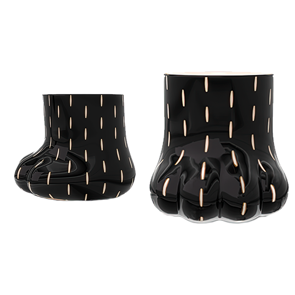 Paw Stool ist ein skulpturaler Hocker aus Messing und Harz in Form einer Tierpfote — funktionell und künstlerisch.