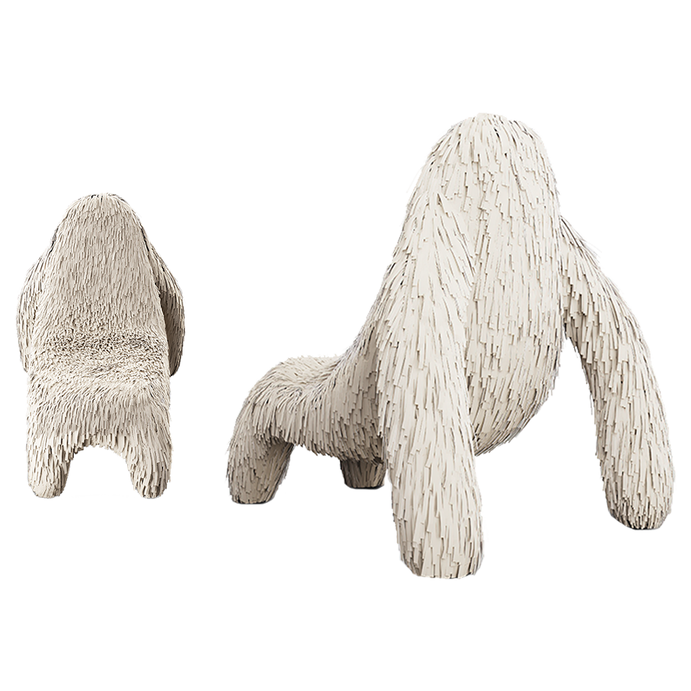 Gorilla Chair Ivory ist ein Gorilla-Sessel aus elfenbeinfarbenem Leder — luxuriös und skulptural.