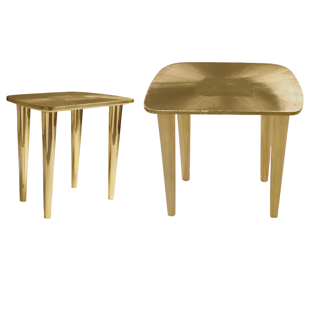 Bijou Oro Seat ist ein Hocker mit Messingeinlage — elegant als Einzelhocker oder als Begleiter zum Waschtisch.