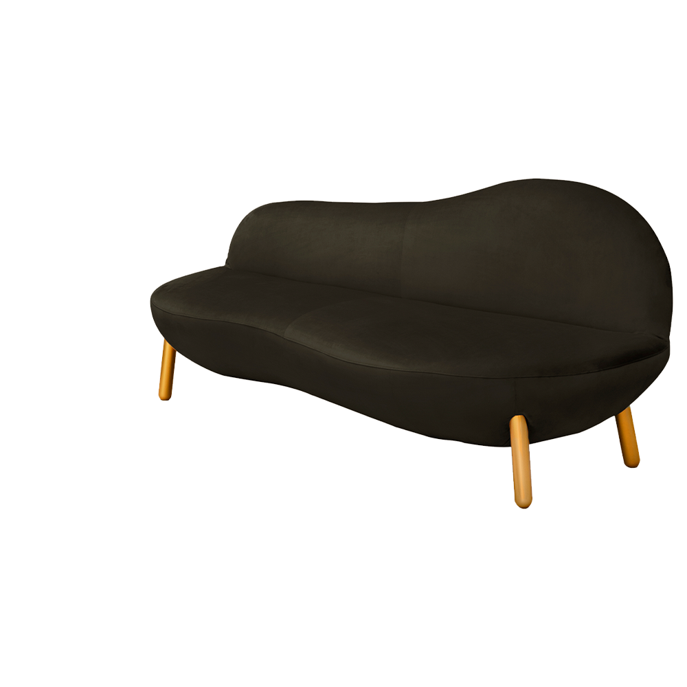 Cirrus Sofa Stone Dreisitzer-Sofa aus grauem Samt mit goldenen Beinen