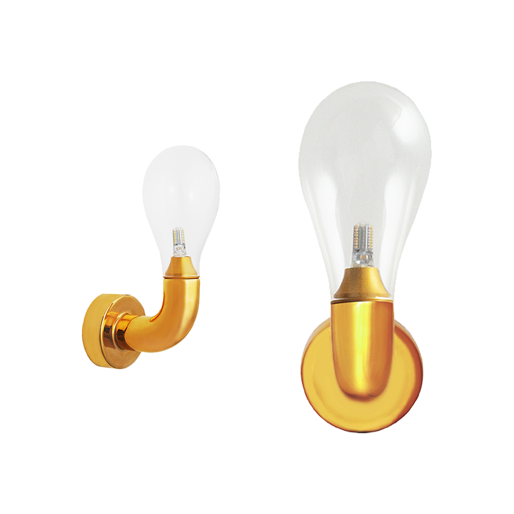 Die einflammige Wandleuchte mit goldenem Keramik- und Glasdesign