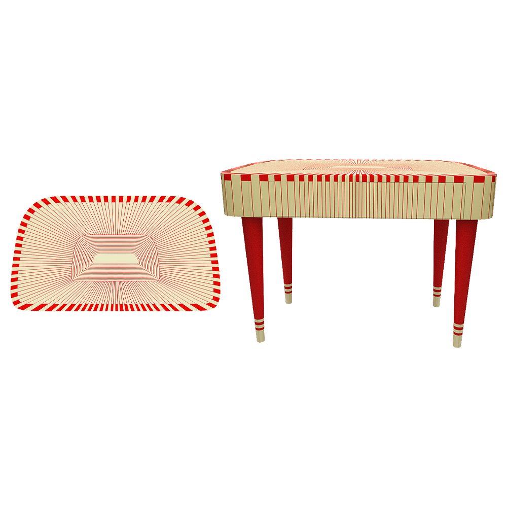 Paris Bureau Rosso Konsole in Rot und Vanille mit zwei Schubladen