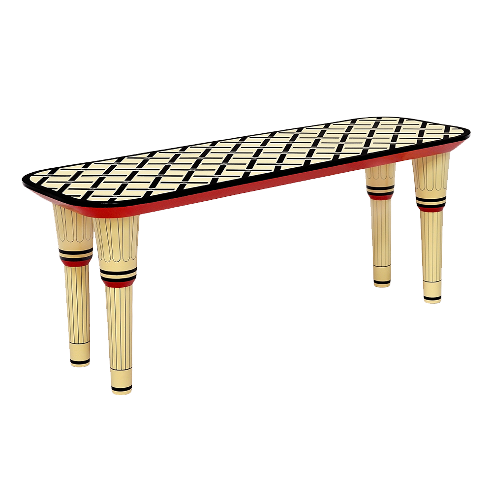 Easy Street Seat Bank mit schwarzem, vanillefarbenem und scharlachrotem Design