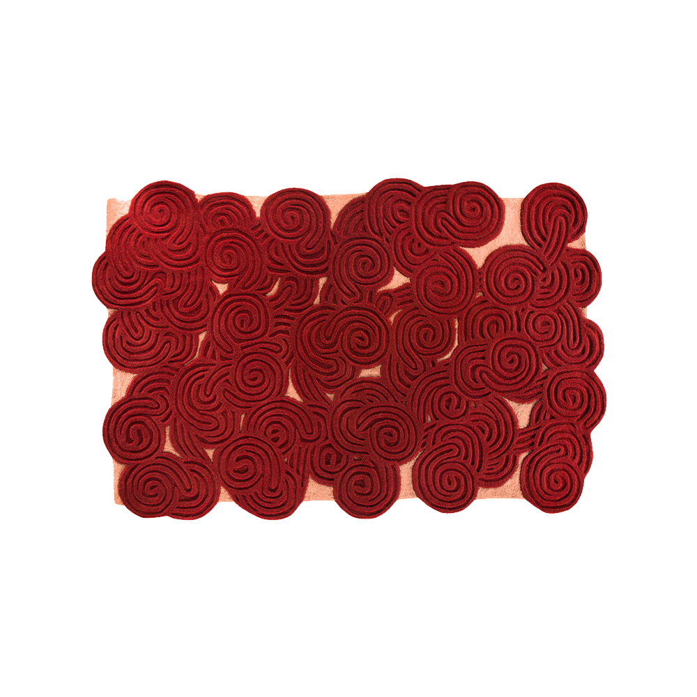 Berry Bloom Rechteckiger Teppich mit vom Karesansui-Garten inspiriertem Design