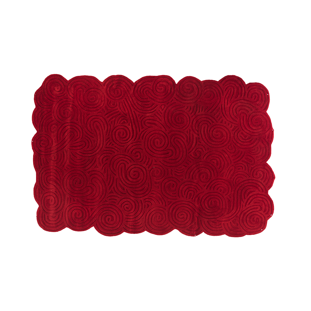 Rechteckiger Teppich Berry mit japanischem Trockengartenmuster