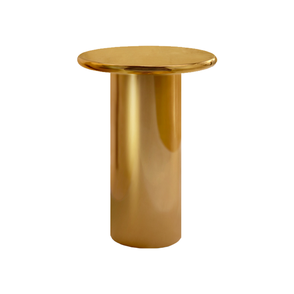 Coronum Coffee Table Small, ein kompakter und zeitloser Goldmetalltisch.
