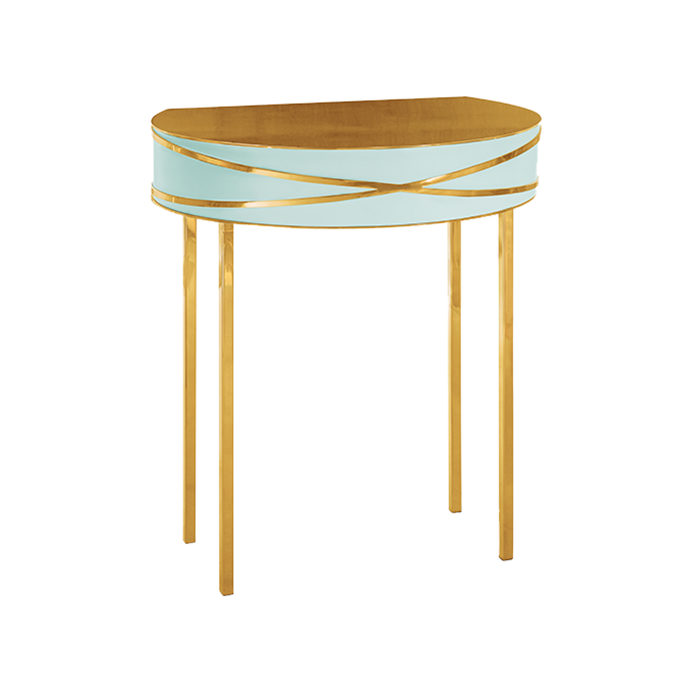 Stella Console Jade Small Oro mintgrüne Konsole mit goldenen Verzierungen