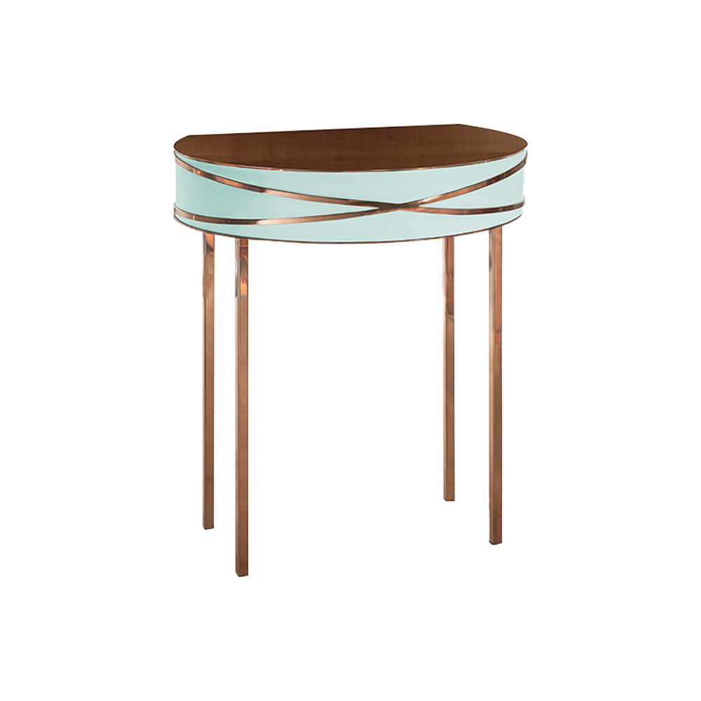 Stella Console Jade Kleine Rosenkonsole mit roségoldenen Akzenten