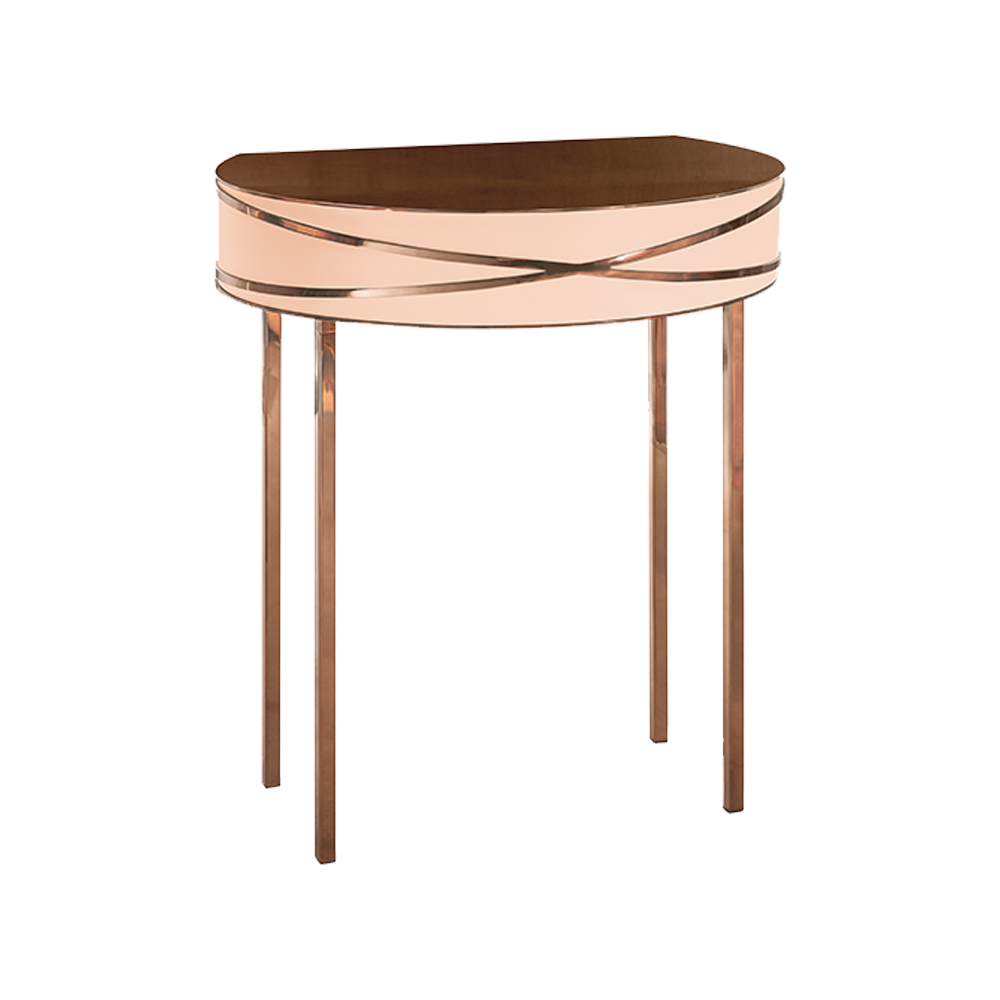 Stella Console Blush Kleine rosarote Konsole mit roségoldenen Details