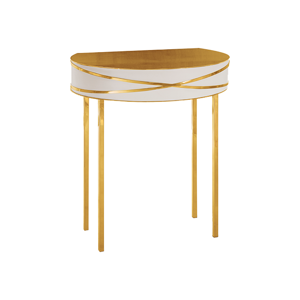 Stella Console Blanche Kleine Konsole in Oro Grau mit goldenen Akzenten