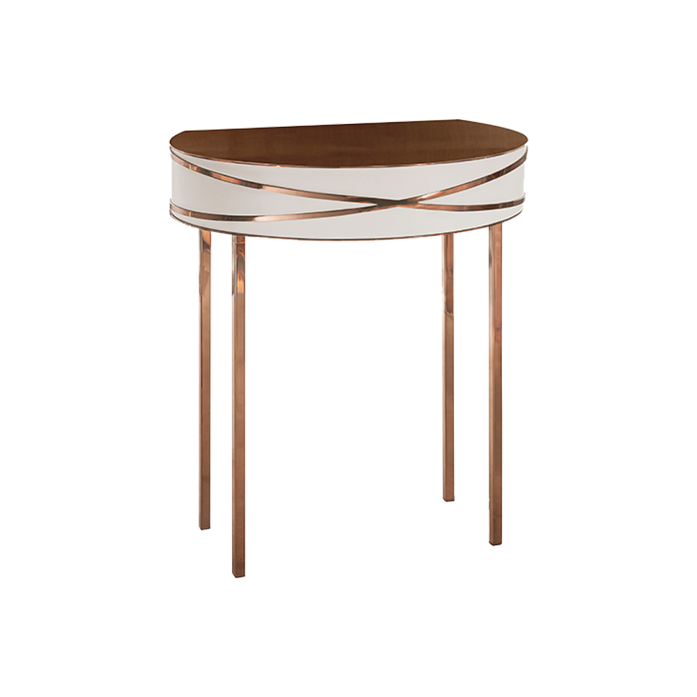 Stella Console Blanche Kleine roségraue Konsole mit roségoldener Oberfläche