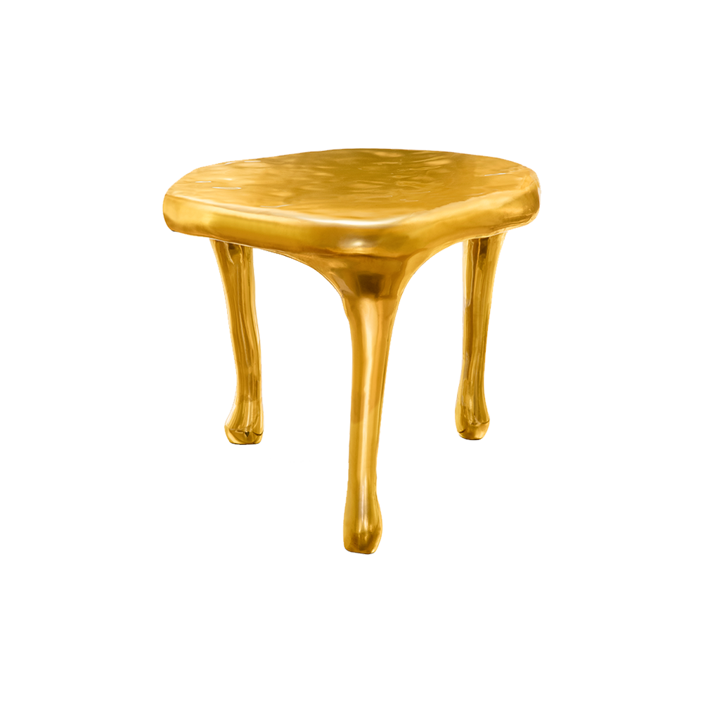 Joy Side Table ist ein Beistelltisch aus glänzendem Messing mit verspieltem organischem Design.