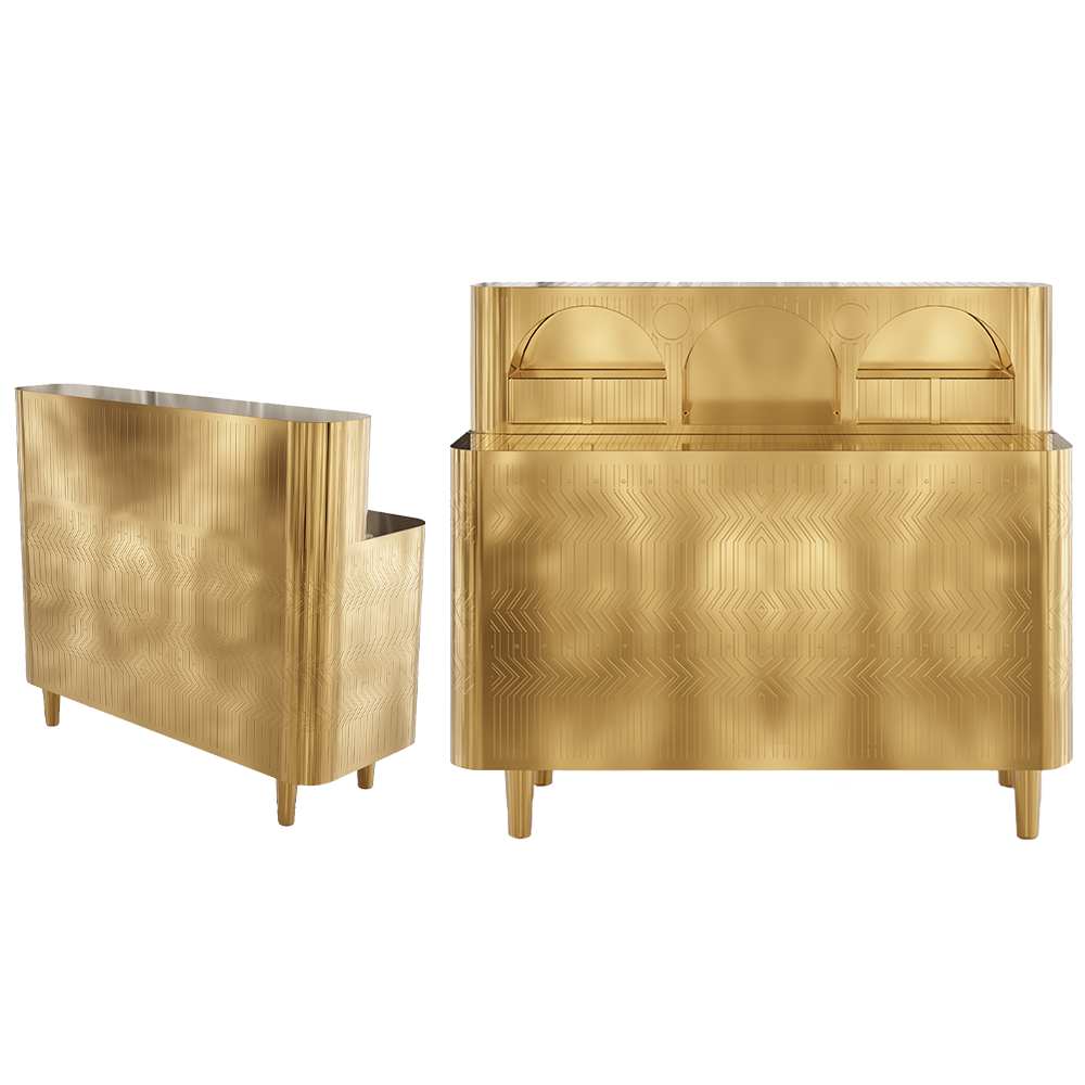 Der General Oro Study Table ist ein Messingschreibtisch mit ausziehbarer Oberseite — schick und zeitlos.