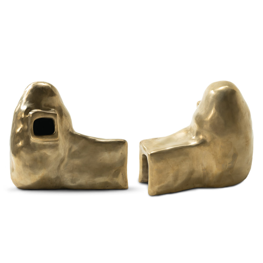 Portal III Messingskulptur, inspiriert von spiritueller Verbindung und kosmischer Harmonie.