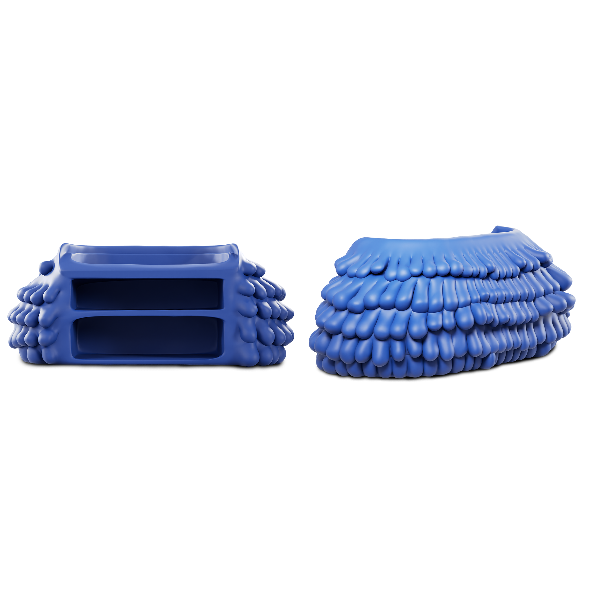 Drippity Bar Blauer Harzriegel mit Tröpfchendesign, künstlerisch und modern.
