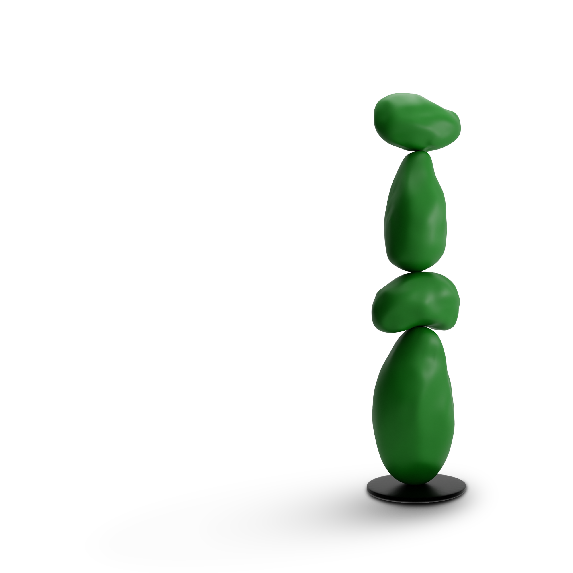 Totemgrüne Messingskulptur mit geschichteter organischer Form.