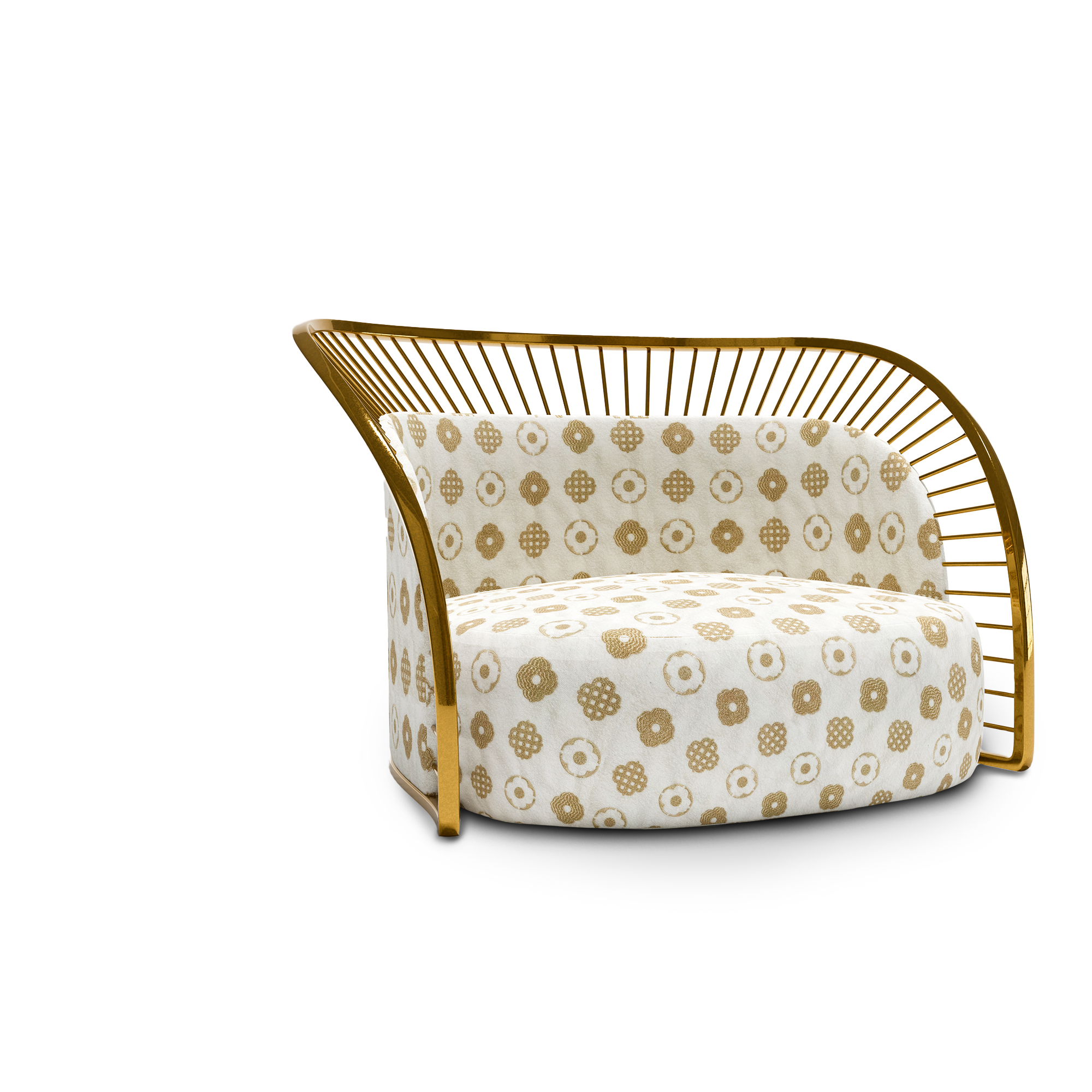 Crown Lounge Chair in Gold und Elfenbein mit Halo-Design.