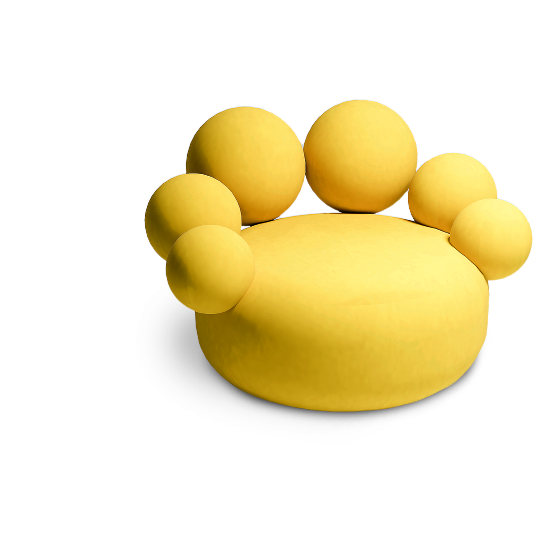 Flower Chair Gelb, florales skulpturales Sitzdesign.