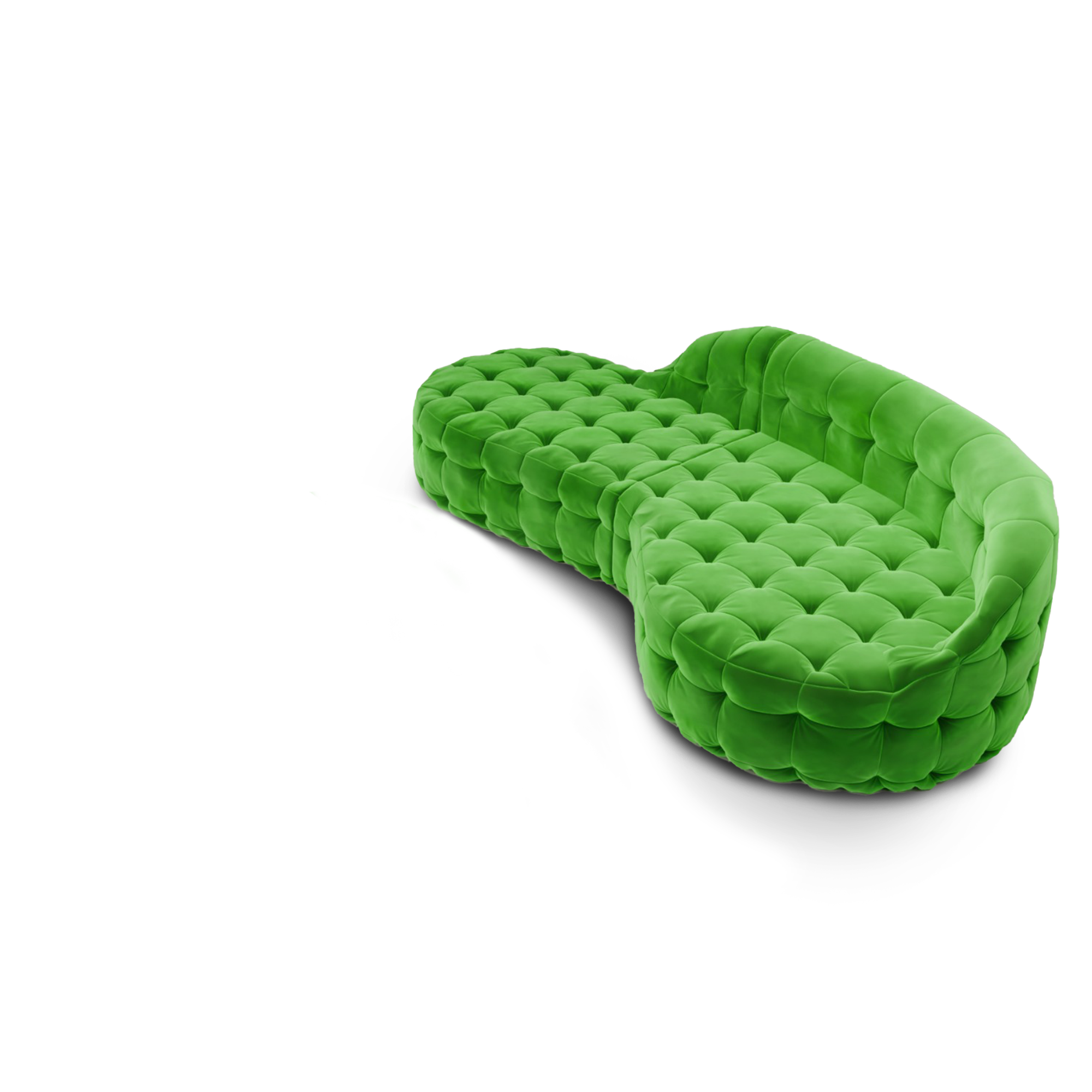 Serenity Sofa Green, modulares Samtsofa mit Tufting.