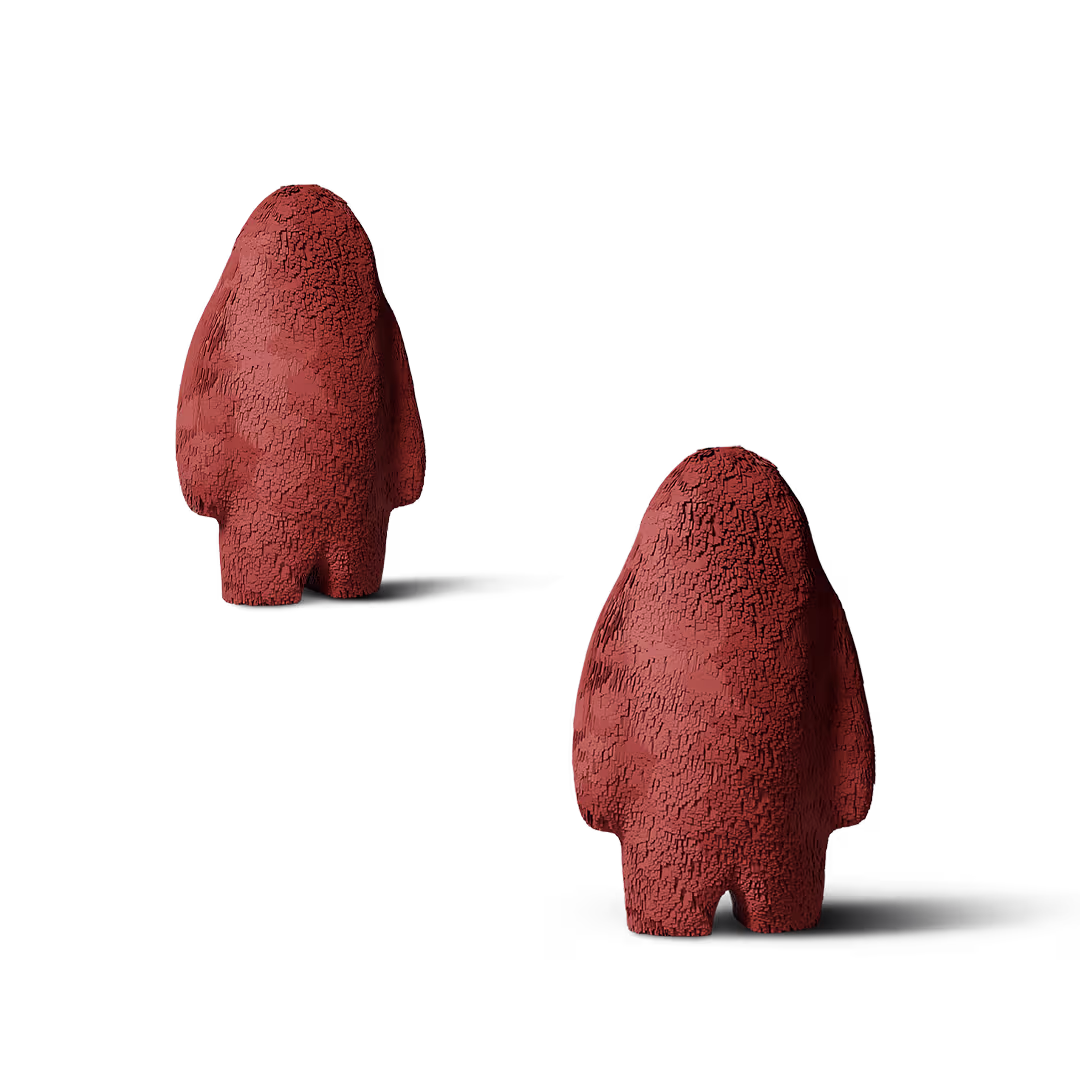 «Yetyy Jr Burgundy: miniescultura de diseño de gamuza de color rojo vino intenso».